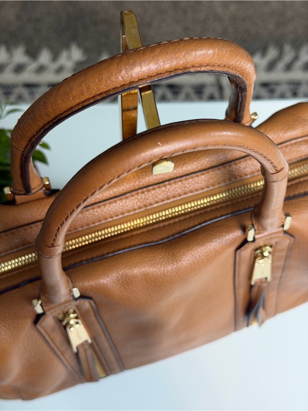 Michael Kors Julia Pebbled Leather Satchel with Scarf Accent - Picture 8 of 16